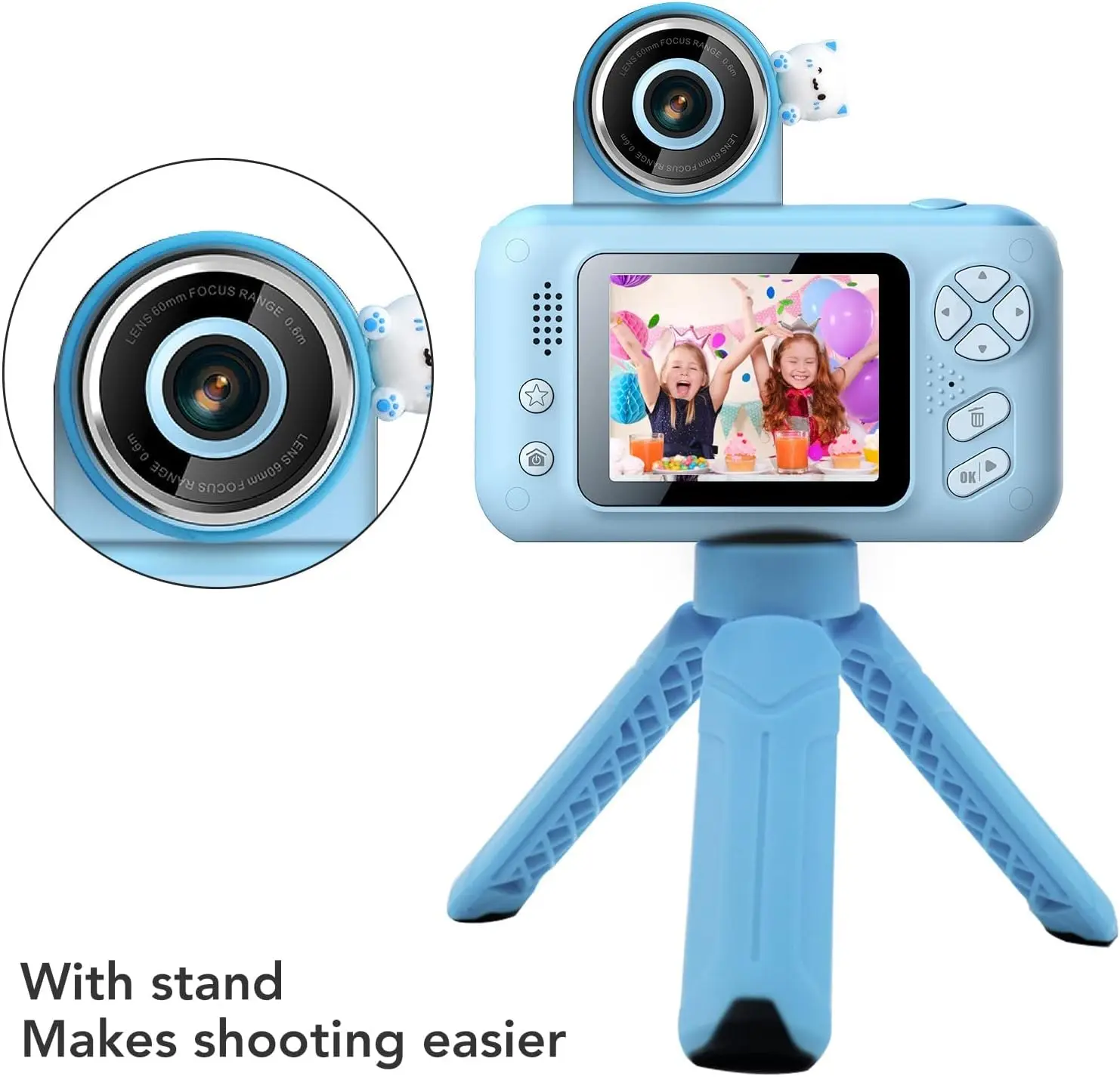 Kids Camera with Flip-up Lens for Selfie HD Digital Camera for 3 4 5 6 7 8 Year Old Girls Birthday Gifts with 32GB SD Card