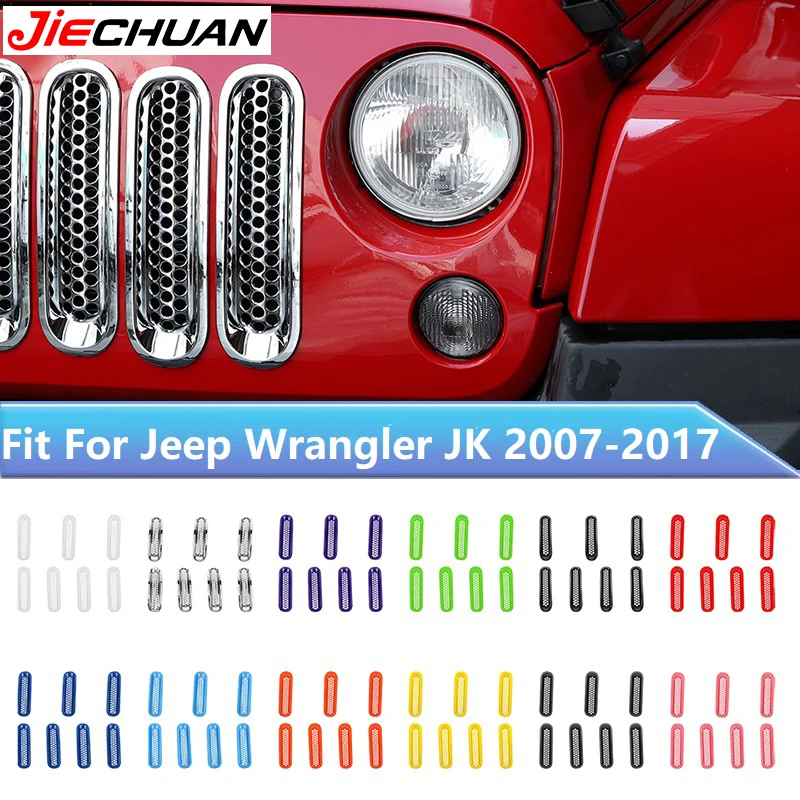 

JIECHUAN Car Front Grills Insert Mesh Cover Trim Fit For Jeep Wrangler JK 2007 2008 2009 2010 2011 2012 2013 2014 2015 2016 2017