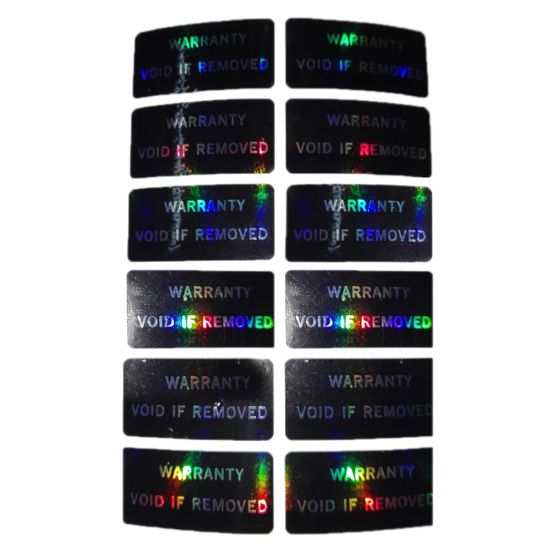 100Pcs Bar code warranty void stickers Dumb silver PET security labels with serial number waterproof tamper proof seal label