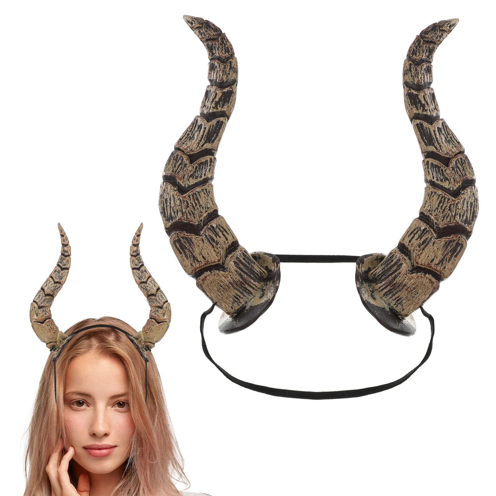 Diadema de cuerno de imitación de Animal, cuerno Artificial, sombrerería de fiesta de Halloween, tocado de cuernos de Reina, bruja, demonio, fiesta