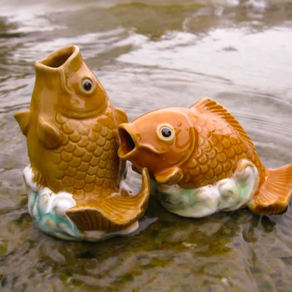 Wear Resistant Ceramic Carp Figure Gradient Color Garden Decoration Fountain Sprinkler Replacement Outdoor Water Fountains