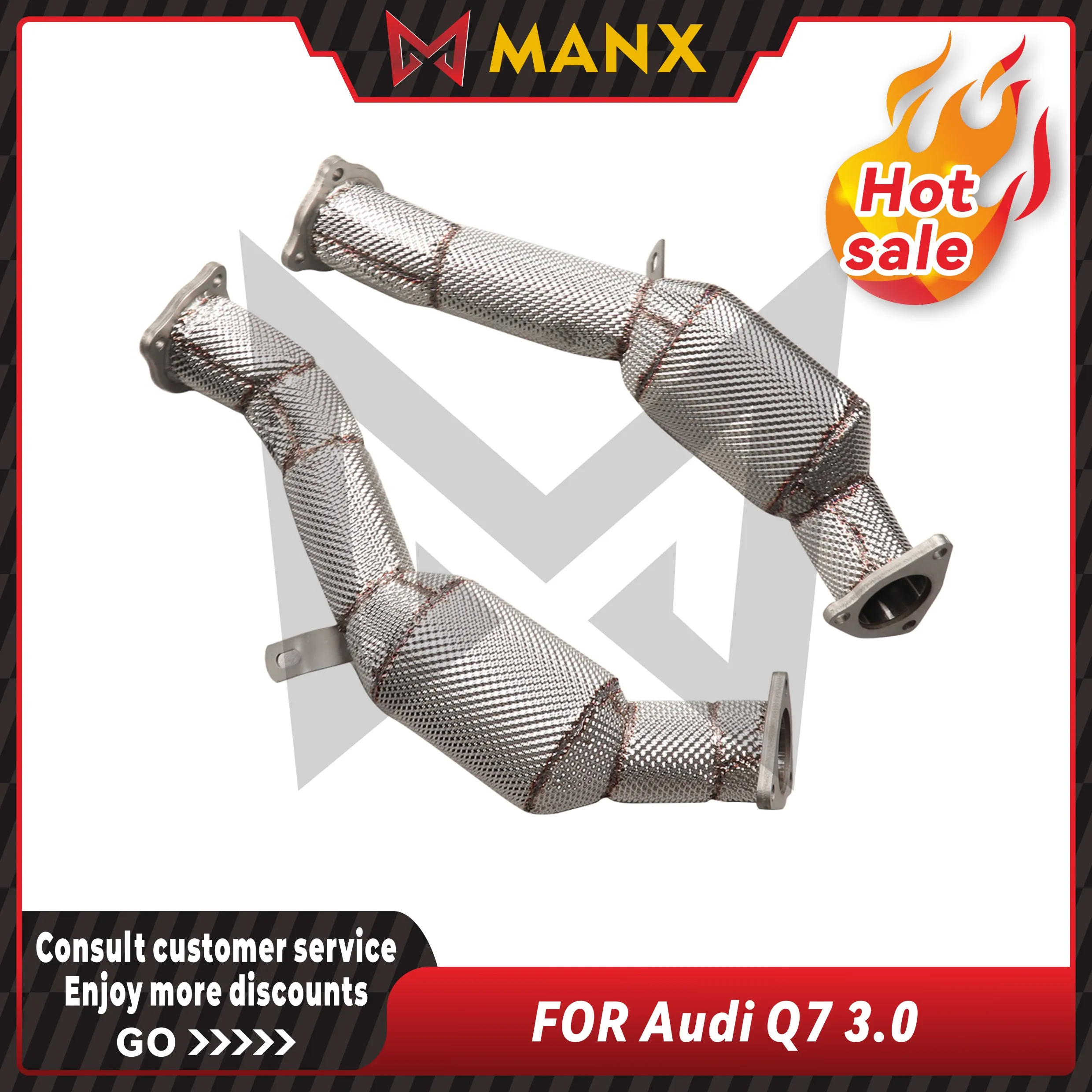 

Catalyzed Downpipe Catless Downpipe for AUDI Q7 3.0T Stainless steel Performance Exhaust pipe with heat shield