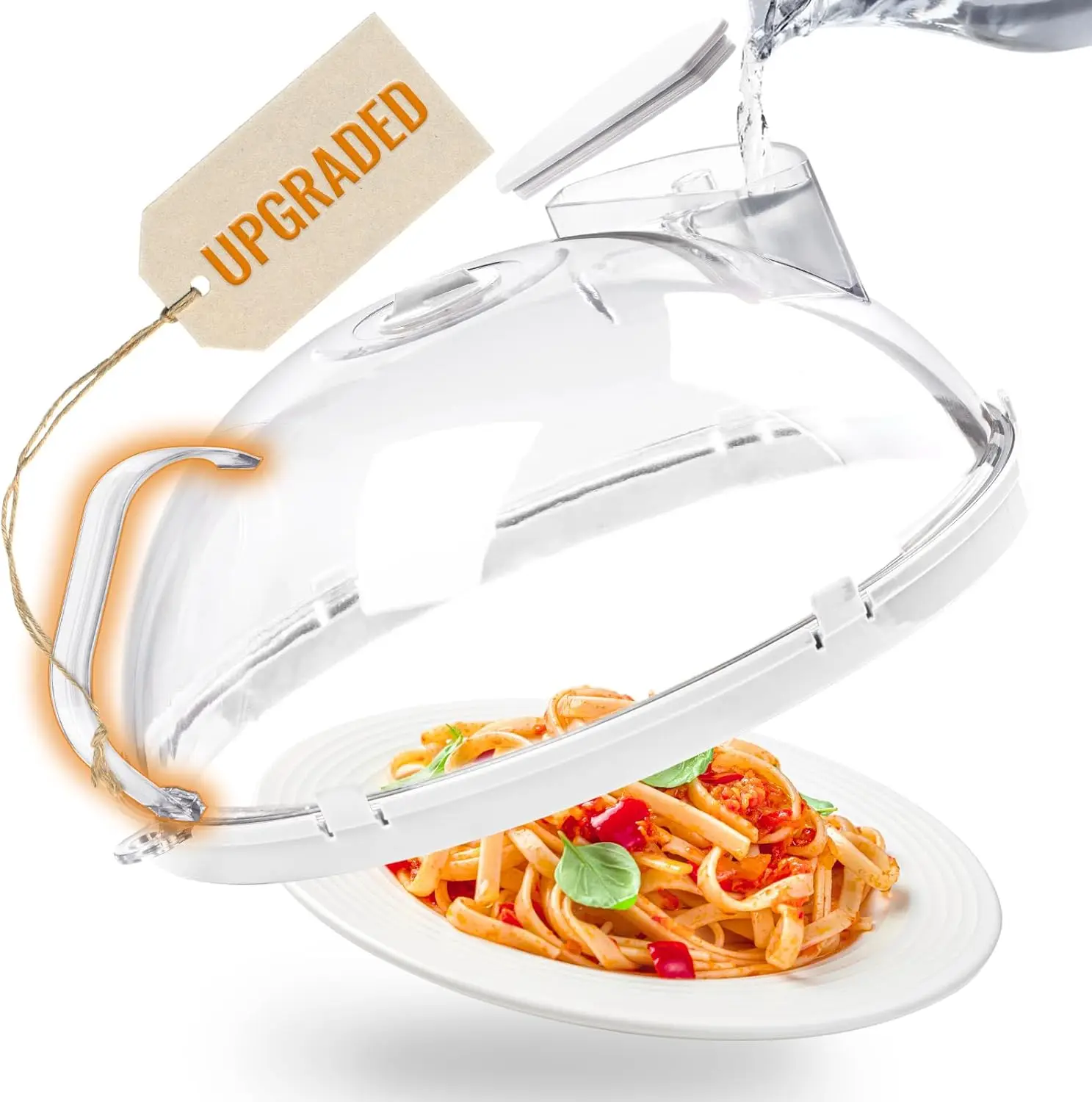 

Microwave Food Cover, 10 Inch Microwave Splatter Cover with Water Steamer and Inte rated Handle, Clear Splatter uard