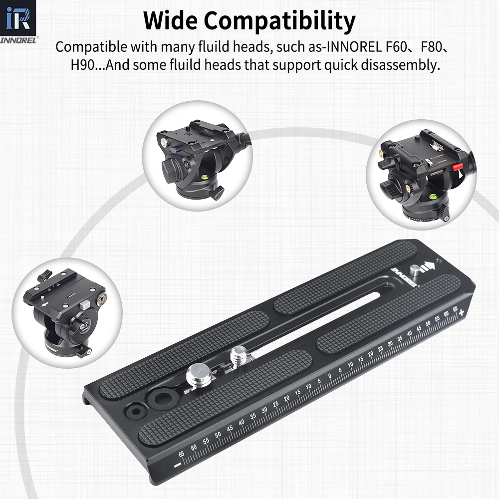 Pelat Rilis Cepat INNOREL QV160, untuk Monopod Tripod Kamera Kompatibel dengan Kepala Cairan Video Seri Manfrotto 501PL, Lebar 50Mm