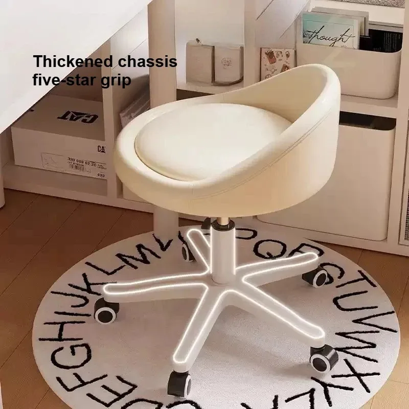Makeup Chair for Girls, Soft-back Dressing Stool, Cream Style Manicure Chair