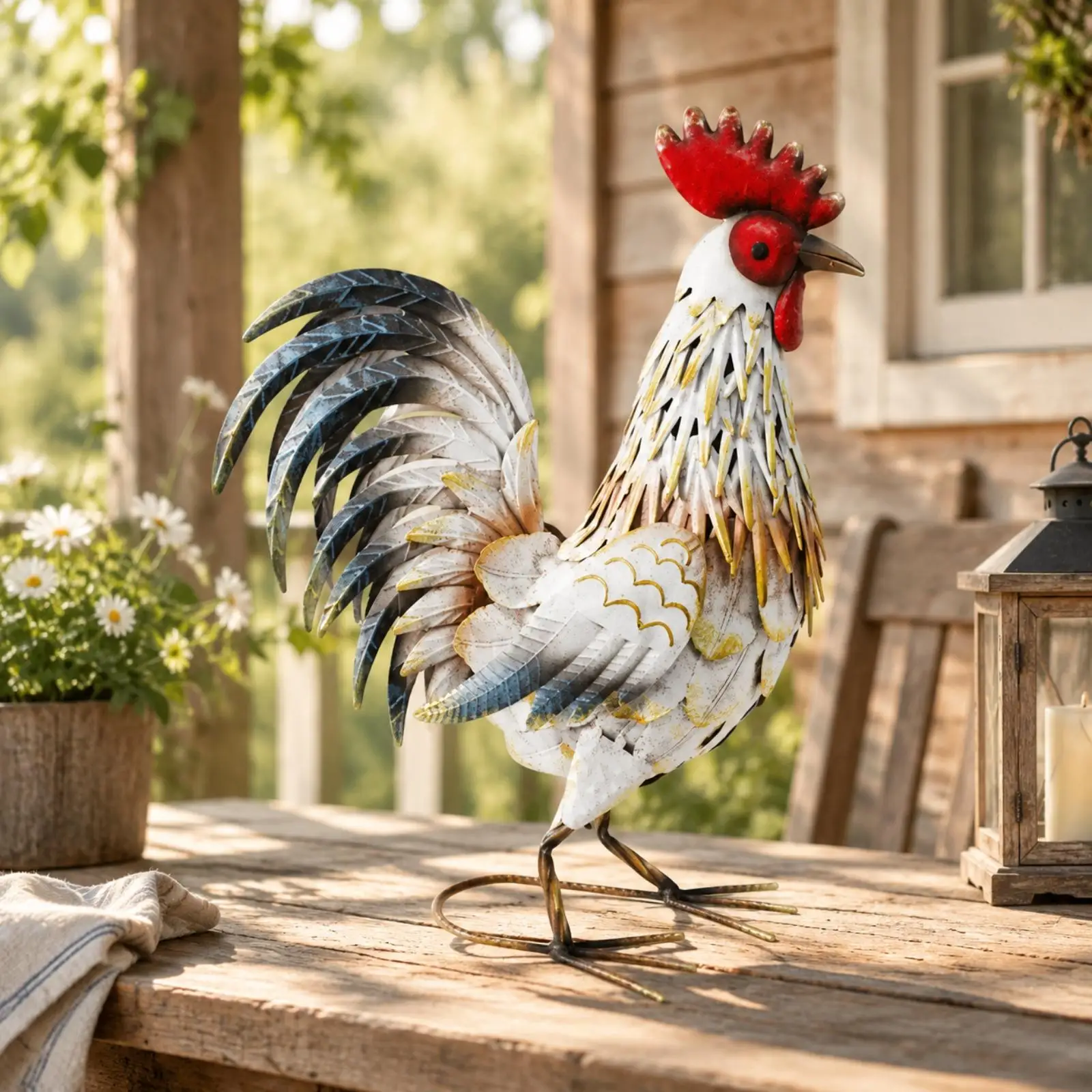 iron-chicken-garden-ornament-freestanding-yard-art-weather-resistant-for-balcony