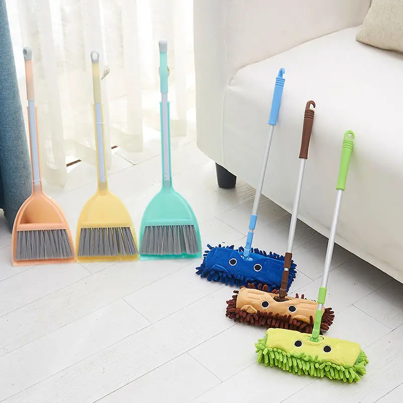 Brinquedos infantis Casa Ferramentas de limpeza, Mini Simulação Vassoura, Mop Dustpan Set, Jardim de Infância Finja Brincar, Brinquedos Varrendo Combinação