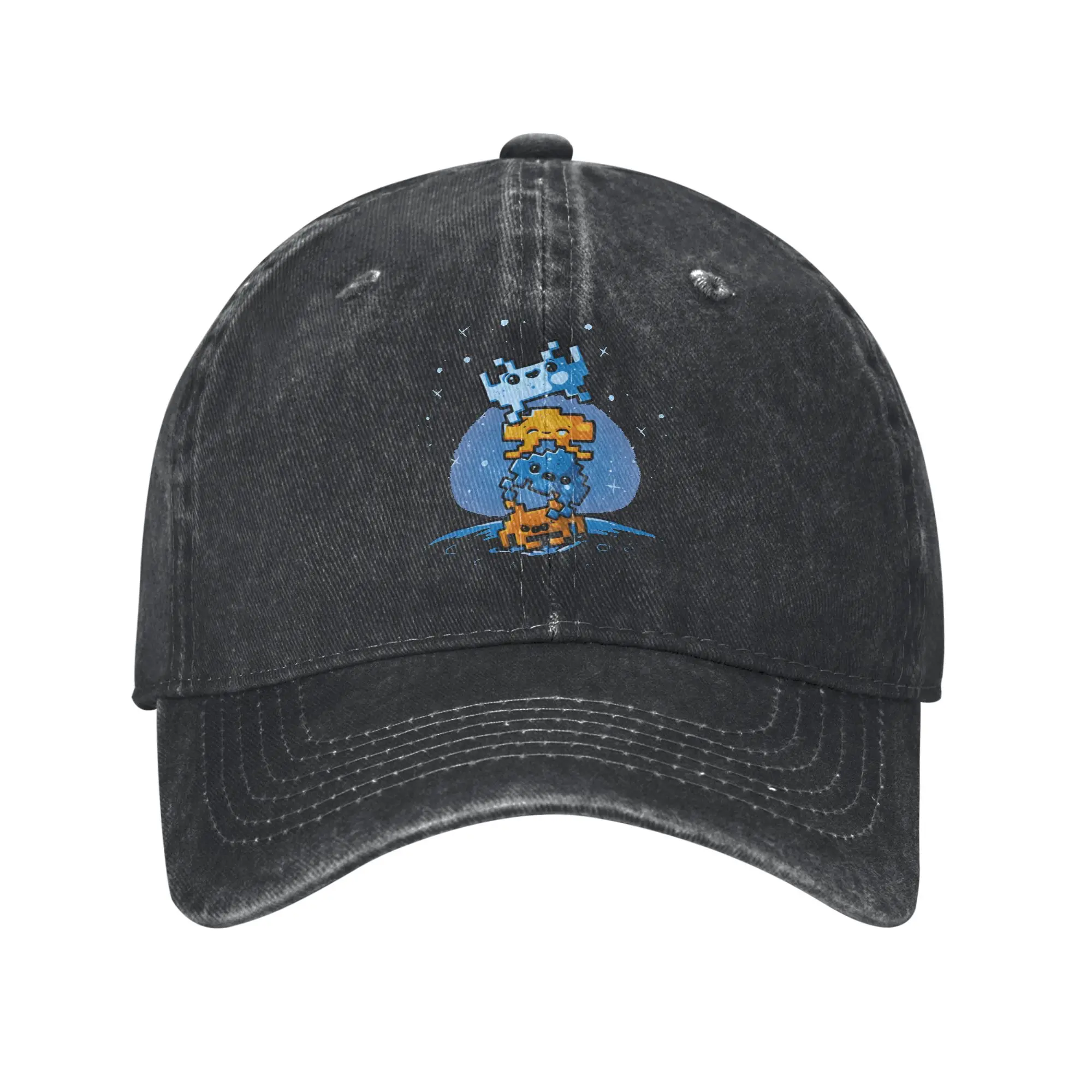 Space Invaders Baseball Cap Fashion Distressed Denim Cute Headwear Men Women Summer Adjustable Caps Hat
