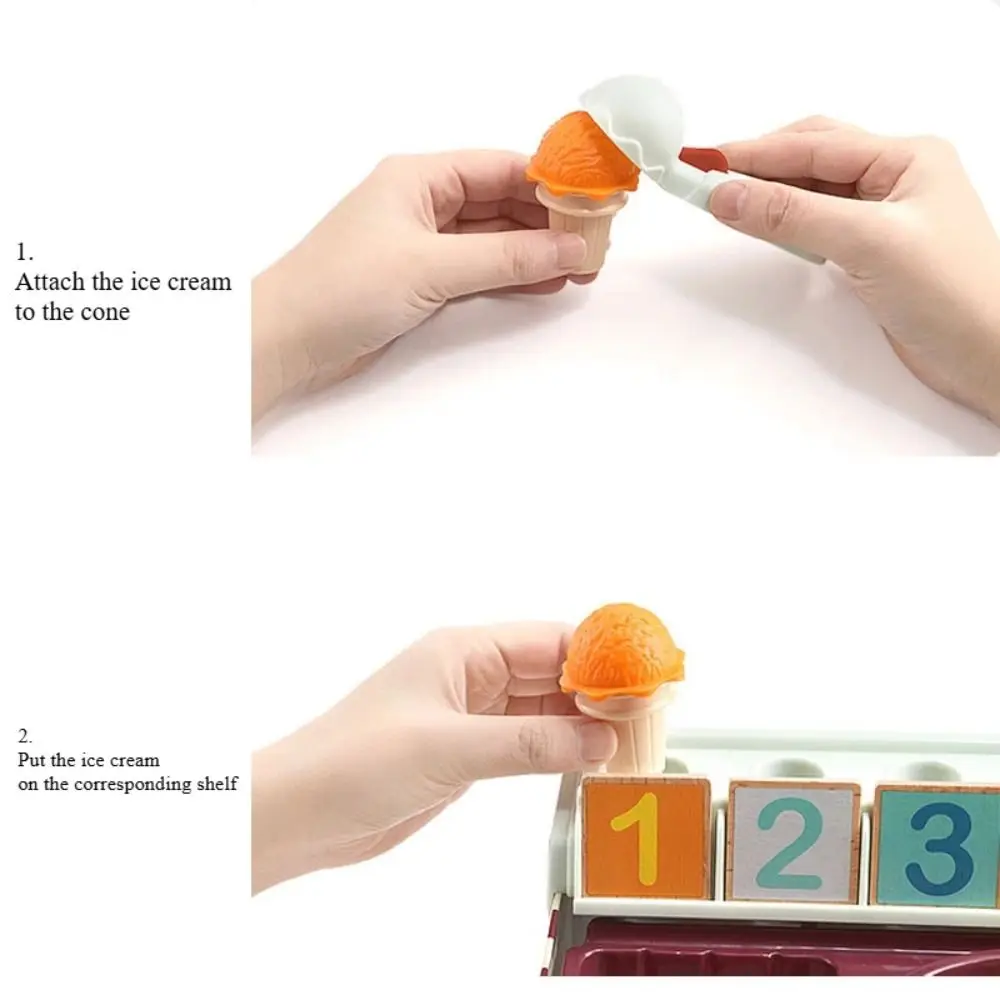 مجموعة لعب الآيس كريم البلاستيكية، منزل اللعب التفاعلي، لعبة التظاهر، محاكاة الطعام، مونتيسوري، تعلم الرياضيات، هدية للحفلات