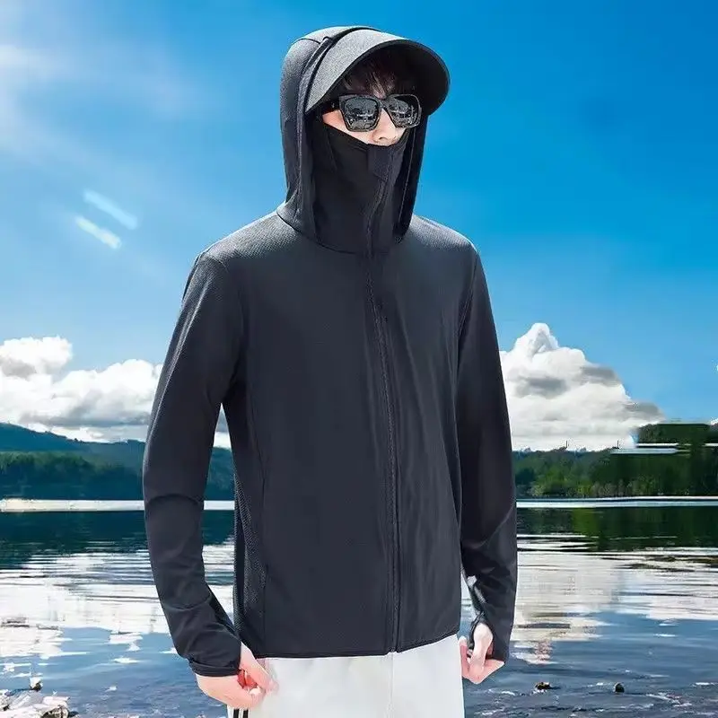 Summer Sun Protection Clothing Men's Breathable Skin Coats Ultra-Light Outdoor Sport Tops UV-proof Hooded Casual Fishing Jackets