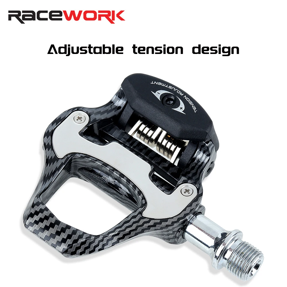 RACEWORK Self-locking Carbon Fiber Bike Pedal With Sealed Bearings And Cleats For Shimano SPD System Lock Road Pedals