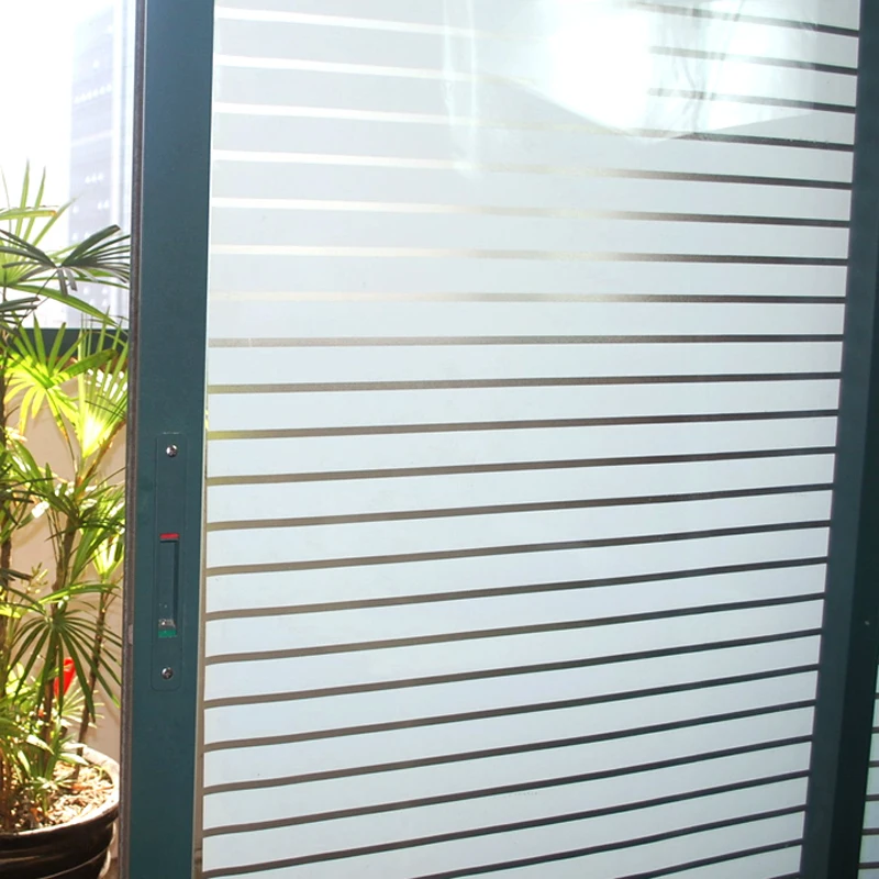 Matte Frosted Window Film For Home Stripes Opaque Glass Window Privacy Film Heat Insulation Self Adhesive Glass Sticker