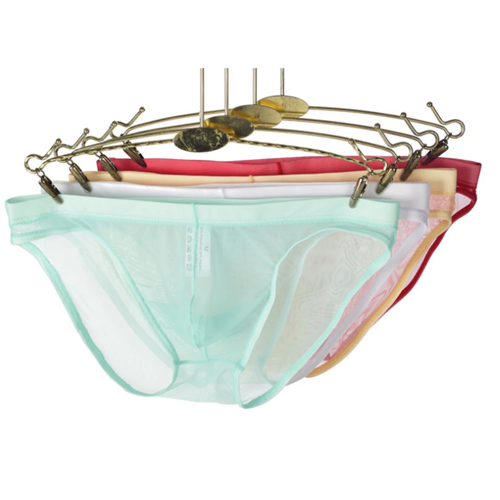 رجل مثير الملابس الداخلية انظر من خلال سراويل شبكة ملخصات الملابس الداخلية سريعة الجافة جذوع منخفضة الارتفاع سيسي U محدب الحقيبة السروال الكلسون #6