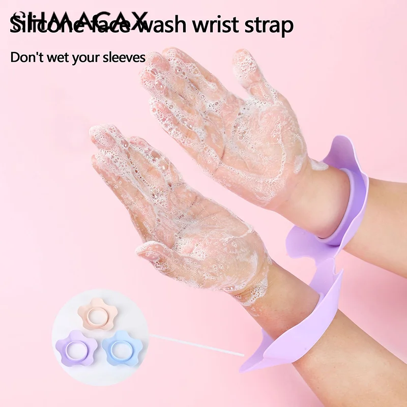 1Pairs S/L Flower Silicone Wrist Washing Belt Soft Wristbands For Washing Face Water Washing Prevent Wetness Wrist Washband