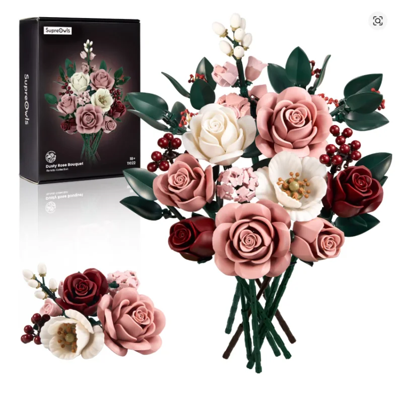 The Latest Creative Rose Bouquet Building Blocks for 2026, Birthday Gifts for Men and Women