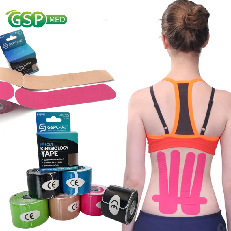 1Roll Pre-cut Tape Sports Kinesiology Bandage 20 Strips Pro Athletic Tape Waterproof Muscle Ankle Wrist Support Pain Relief