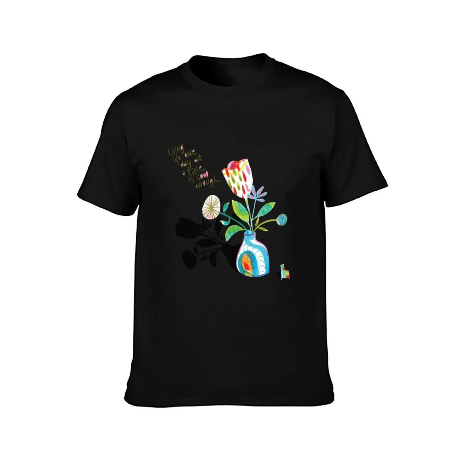 collage with flowers and quote on living T-Shirt Big Size Crew Neck T-Shirt