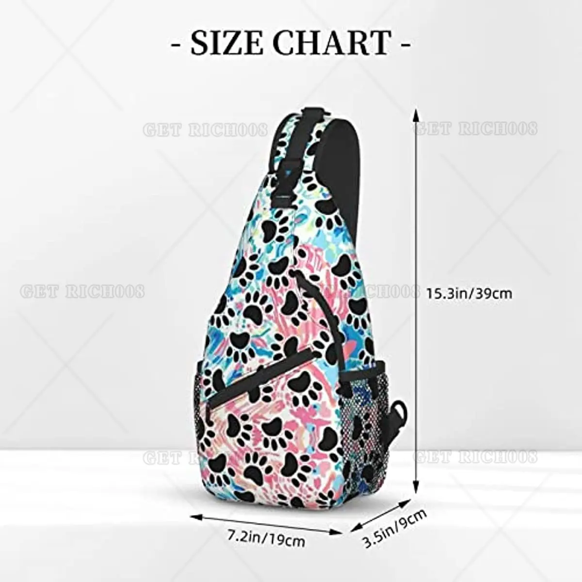 Arcobaleno Dog Paw Print Chest Bags Crossbody Sling Backpack Travel escursionismo Daypack Crossbody Shoulder Bag per donna uomo