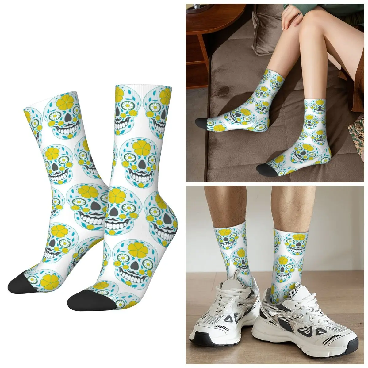 All Seasons Sugar Skull Socks Harajuku Sport Middle Tube Socks Super Soft Stockings for Men Women Gifts
