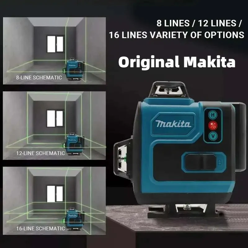 

100% Оригинальный лазерный уровень Makita 18В 6Ач с 6 линиями, высокоточный, портативный, 360°, с зеленым лучом, для горизонтальной и вертикальной разметки