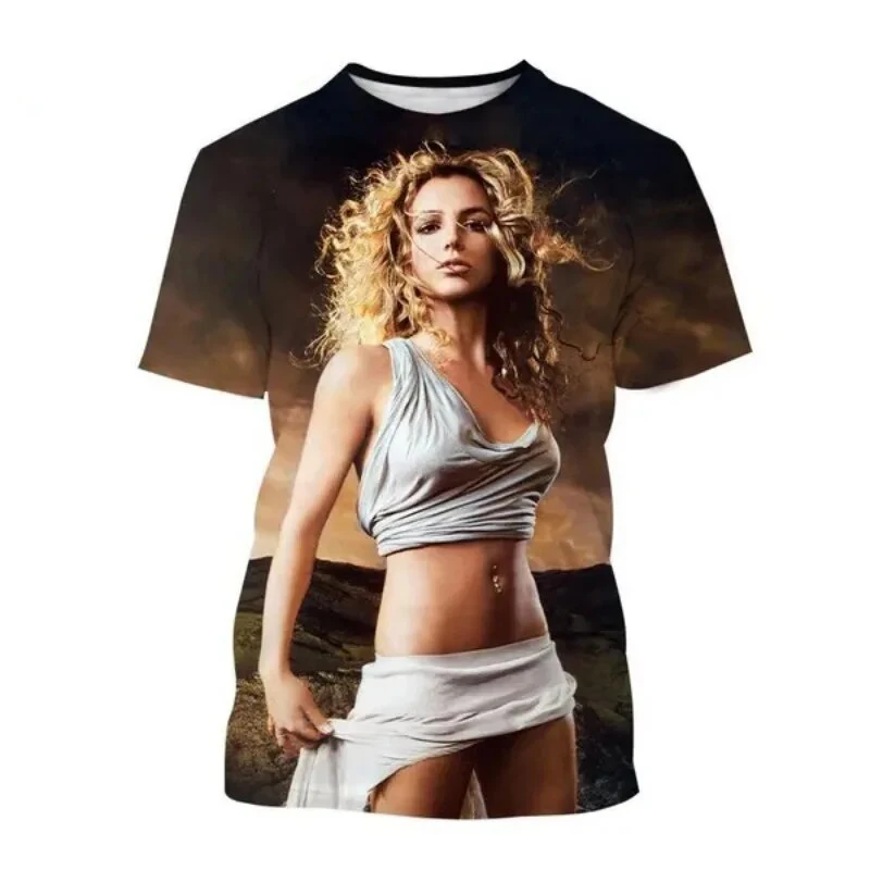 Summer Britney Spears 3D Print T-Shirts Streetwear Men Women Casual Oversized O-Neck Short Sleeved T Shirt Tees Tops Clothing