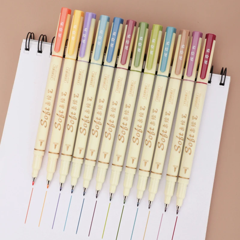 3 Pieces/Set Soft Head Colorful Calligraphy Pen Brush Water-based Pigment Ink Drawing Graffiti Art School Stationery Supplies