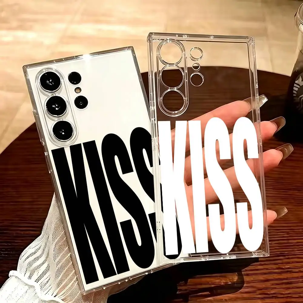 kiss or sex Transparent Shockproof phone Case For Samsung S25,24,21,22,23,30,20,Ultra,Plus,Fe,Lite