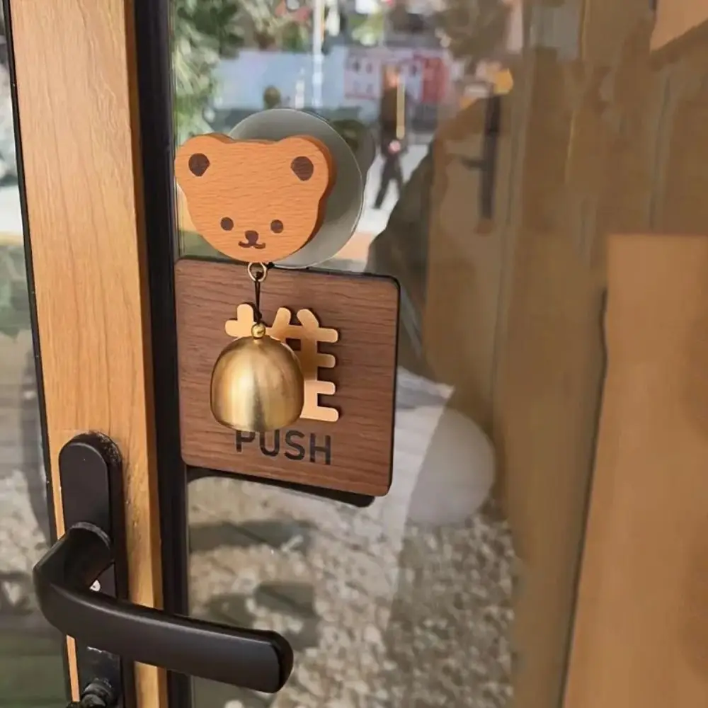 

Decorative Japanese Style Wooden Door Bell Cartoon Rabbit/Cat Shape Bear Doorbell Self-Adhesive Hanging Wind Chimes Gift