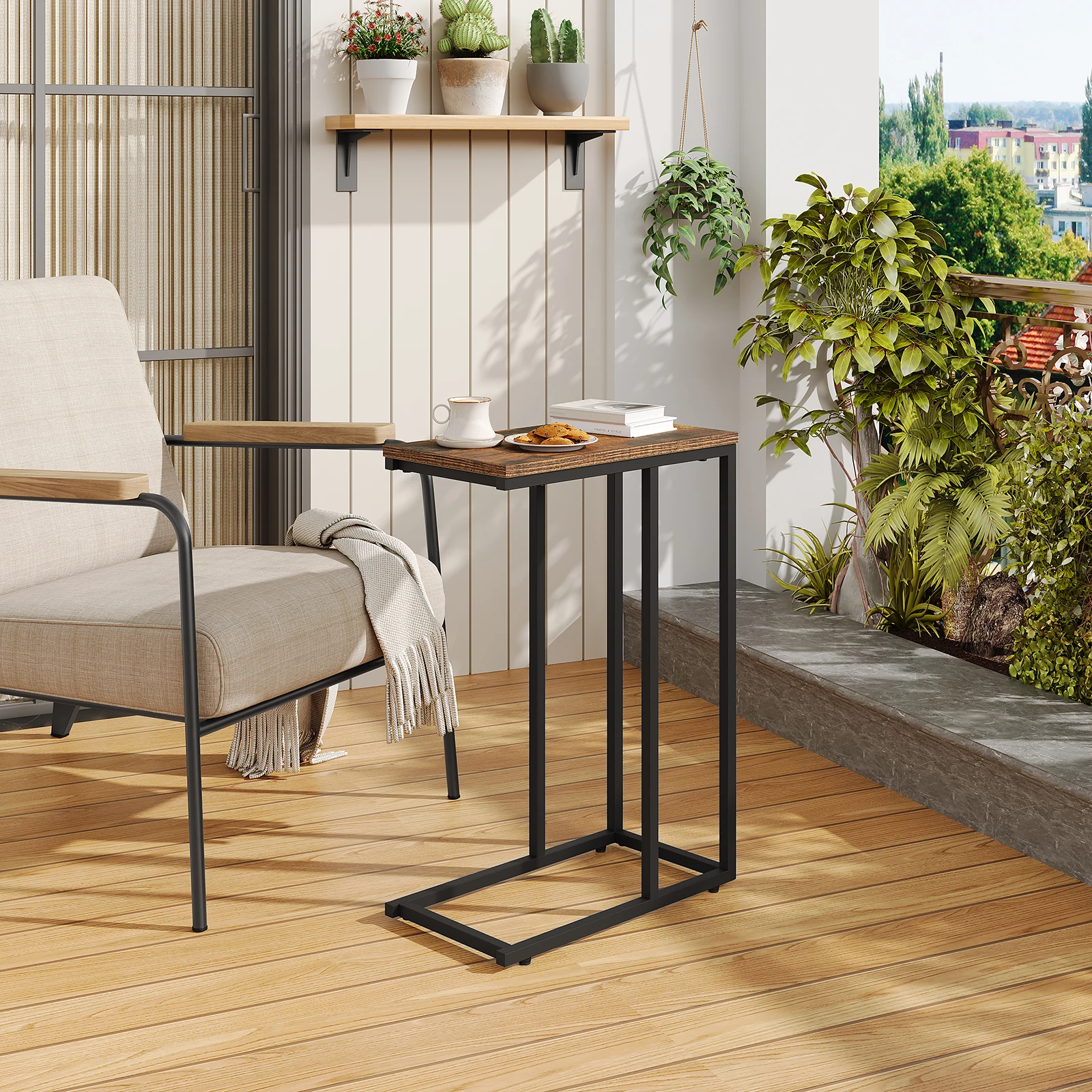WOLTU Beistelltisch, Couchtisch, Teetisch, Laptop-Schreibtisch mit Metallrahmen, Nachttisch, Tisch für Schlafzimmer, Wohnzimmer, Zuhause