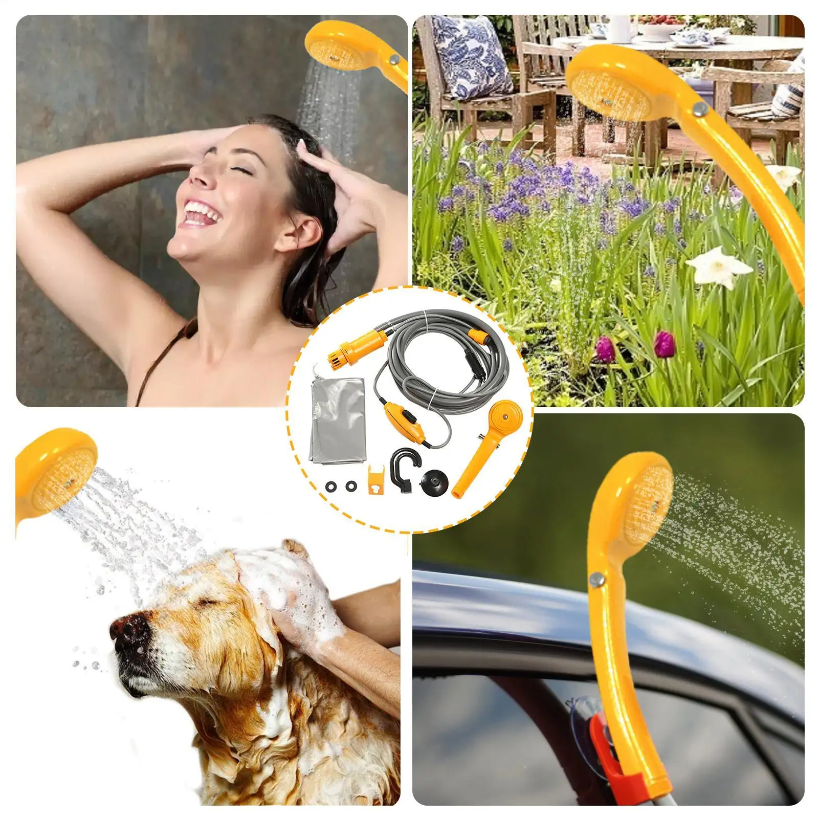 

Portable Shower For Camping Multifunctional 12V Electric Portable Outdoor Car Wash Kit For Motorcycle RV Car Wash Hiking Beach