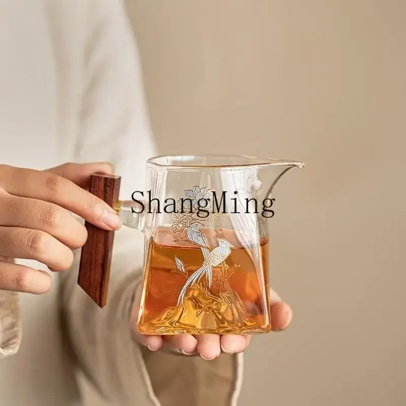 

CL glass fair cup tea dispenser, high-end heat-resistant side handle, koi tea leak set utensils