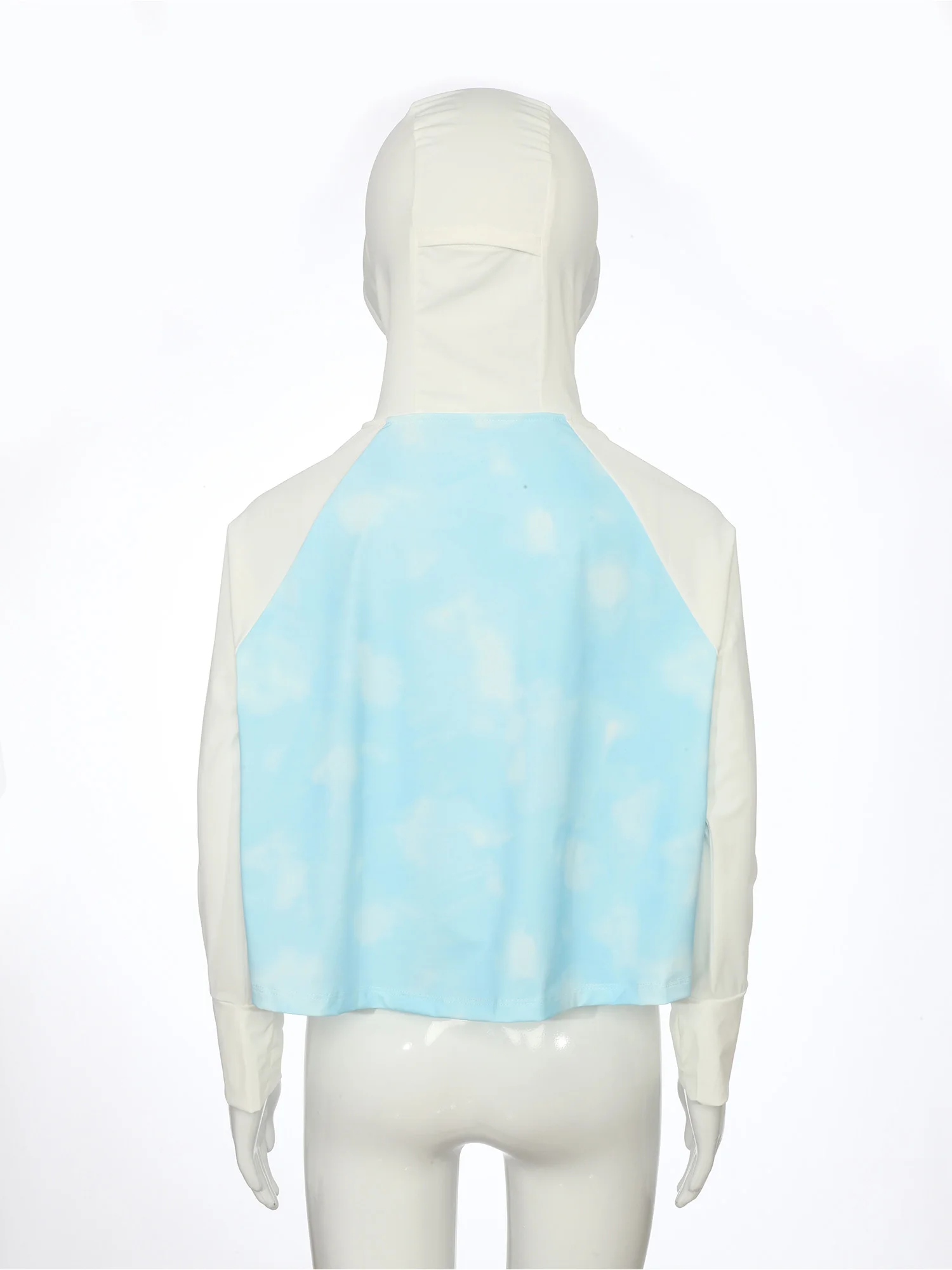 Kids Girls Boys Sun-Protective Clothing Long Sleeves Wide Brim Hooded Tie-Dye Jacket Outerwear for Outdoor Vacation Travel Beach