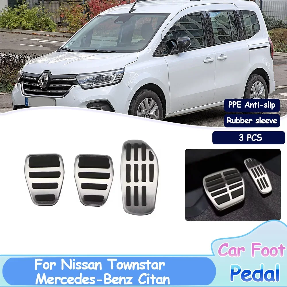

For Nissan Townstar Mercedes-Benz Citan Car Foot Pedals Stainless Steel Pad Fuel Brake Non-slip No Drilling Alloy Auto Covers