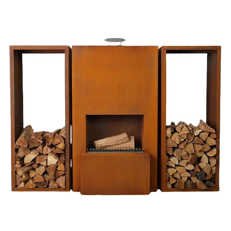 Outdoor Backyard Garden Wood Burning Cooking Heater Fireplace Custom Fireplace