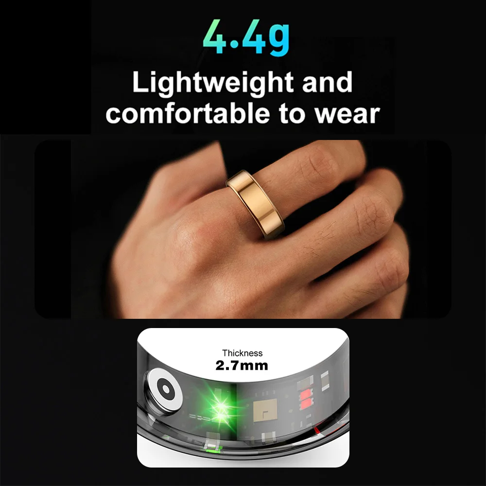 COLMI R02 Smart Ring Health Monitoring IP68 & 3ATM Waterproof Multi-sport Mode Military Grade Titanium Steel Shell For Men Women