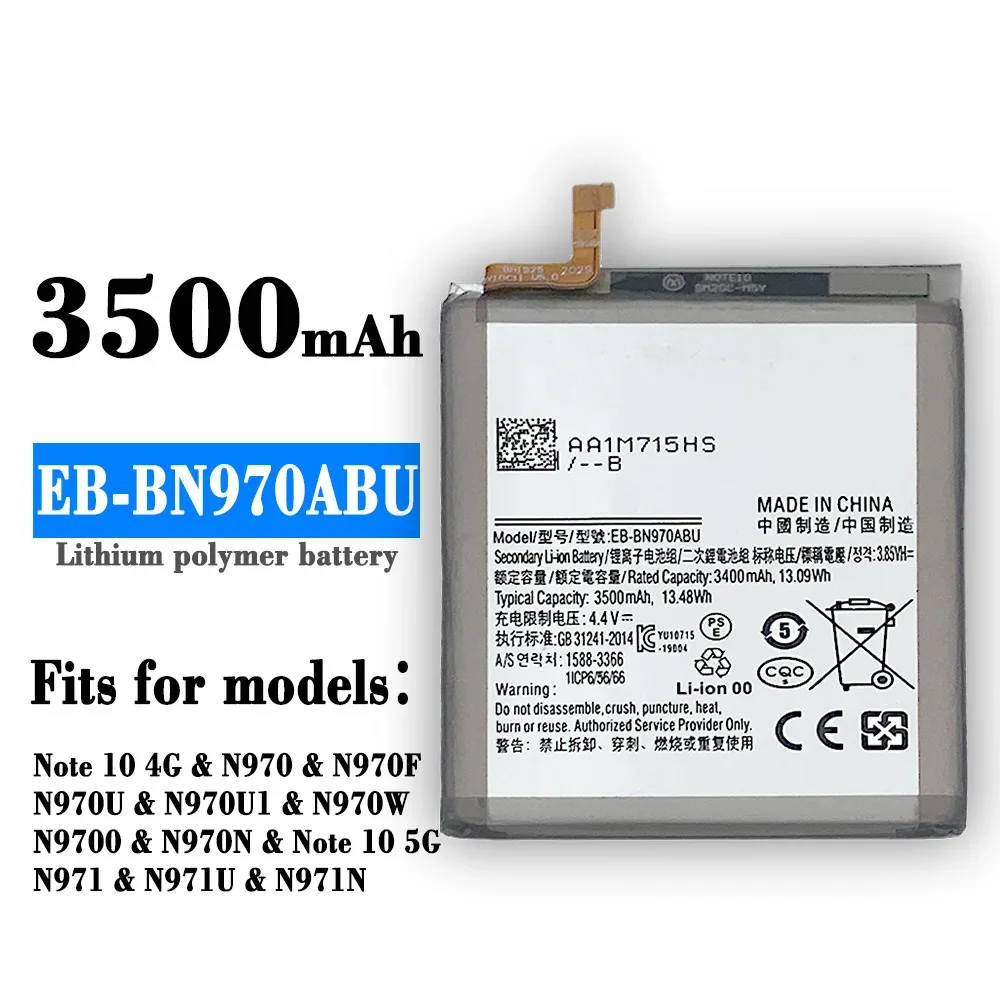 

Orginal EB-BN970ABU Replacement 3500mAh Battery For Samsung Galaxy Note 10 Note X Note10 NoteX Note10 5G Batteries Bateria +Tool