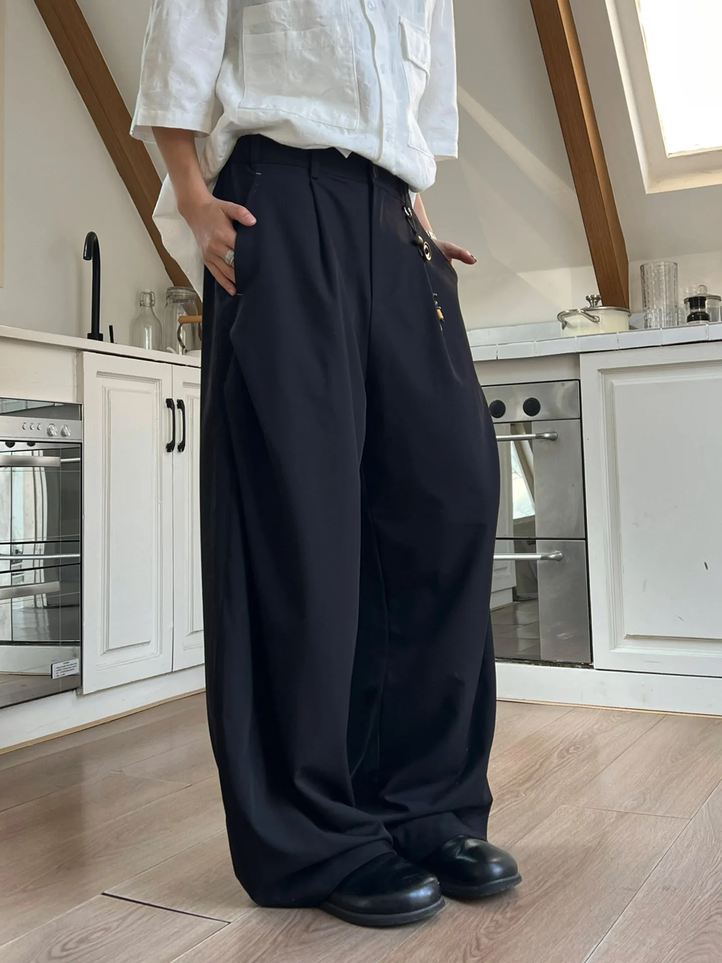 

Black Wide Leg Suit Pants Men Women High Waist Drapey Comfortable Unisex Professional Fashion Spring 2026 Online Exclusive