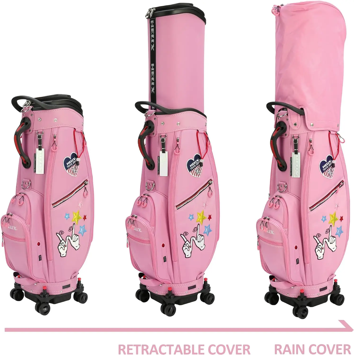 HELIX Golf Bag for Women with Four Wheels and Retractable Top Cover, Easy to Carry and Travel