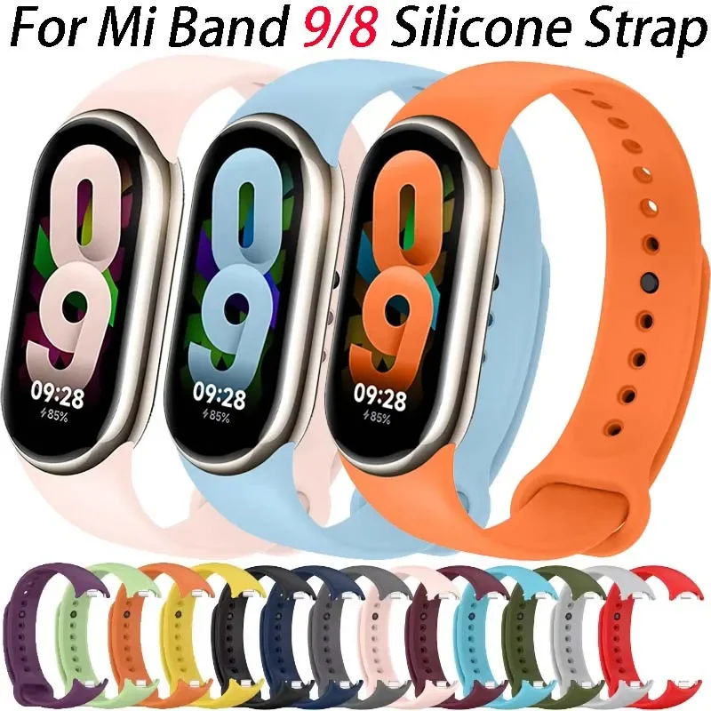 Официальный силиконовый ремешок для Xiaomi Mi Band 9/8, спортивный дышащий браслет-браслет для Mi Band 8/9, сменный ремень, аксессуары