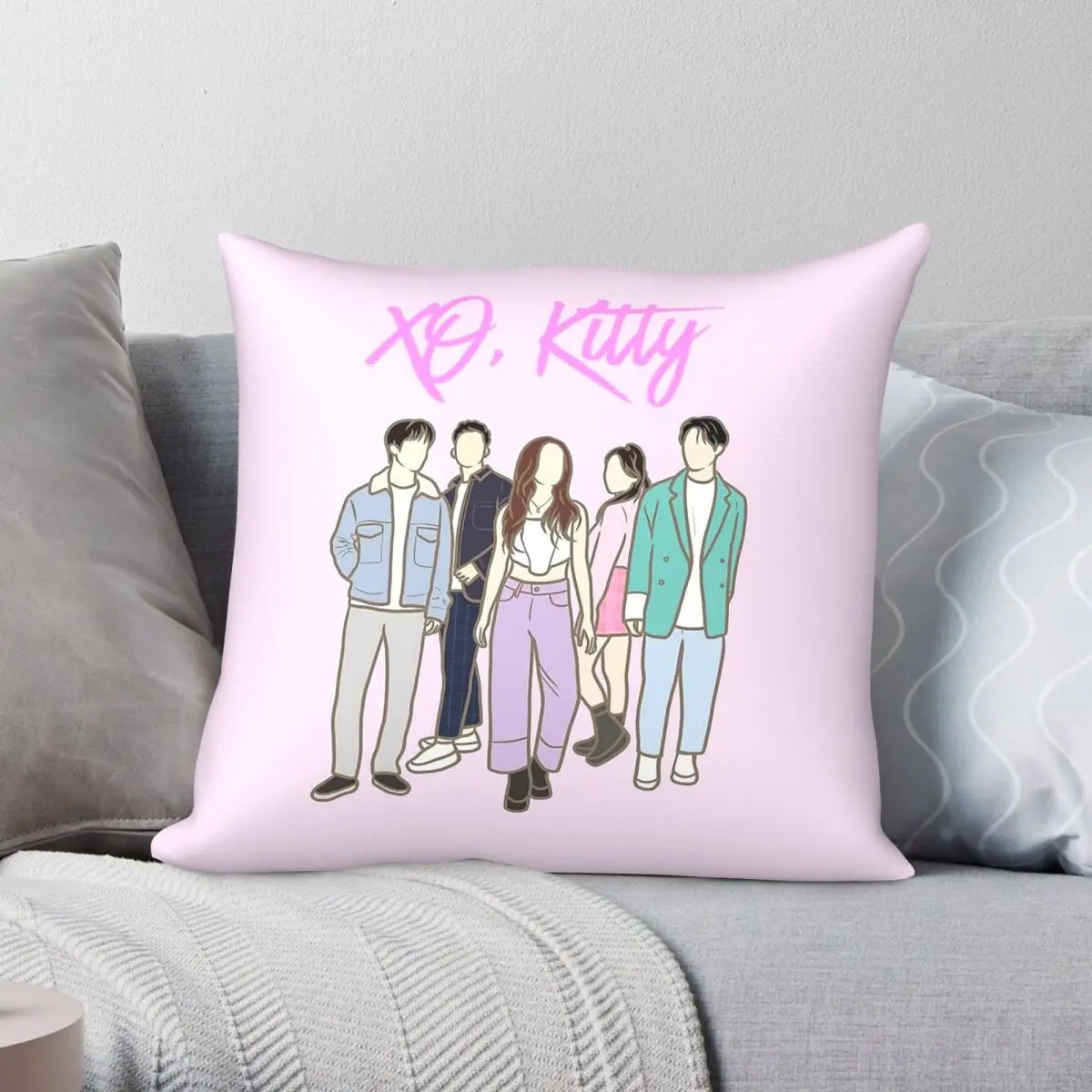 Xo Kitty Drama Square Pillowcase Polyester Linen Velvet Creative Zip Decorative Throw Pillow Case Room Cushion Cover