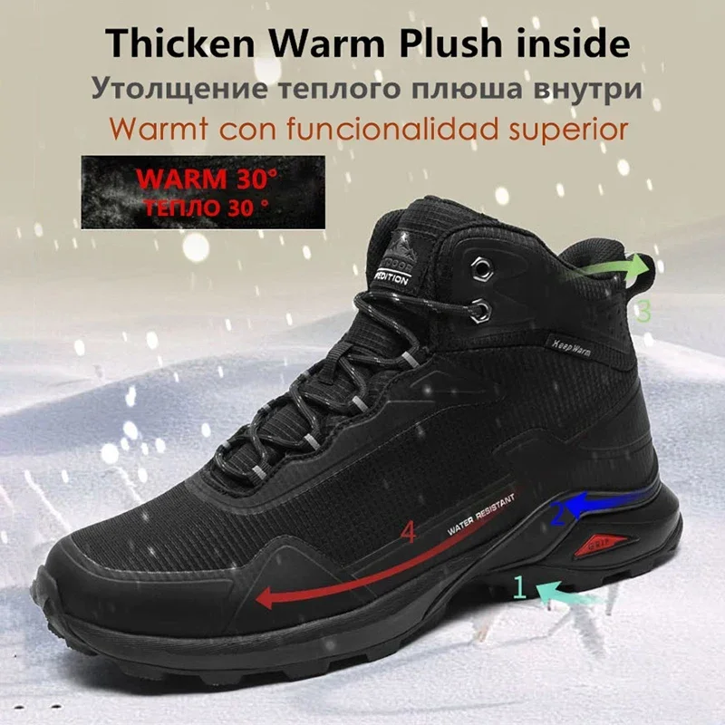 Miflame Winter Men Boots Warm Non-slip Snow Boots Men's High Quality Outdoor Waterproof CamouflageTrekking Hiking Shoes