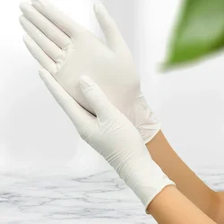 100pcs White Latex Gloves Disposable  Bake Non-Slip Rubber Latex Gloves Household Cleaning Disposable Universal Hot