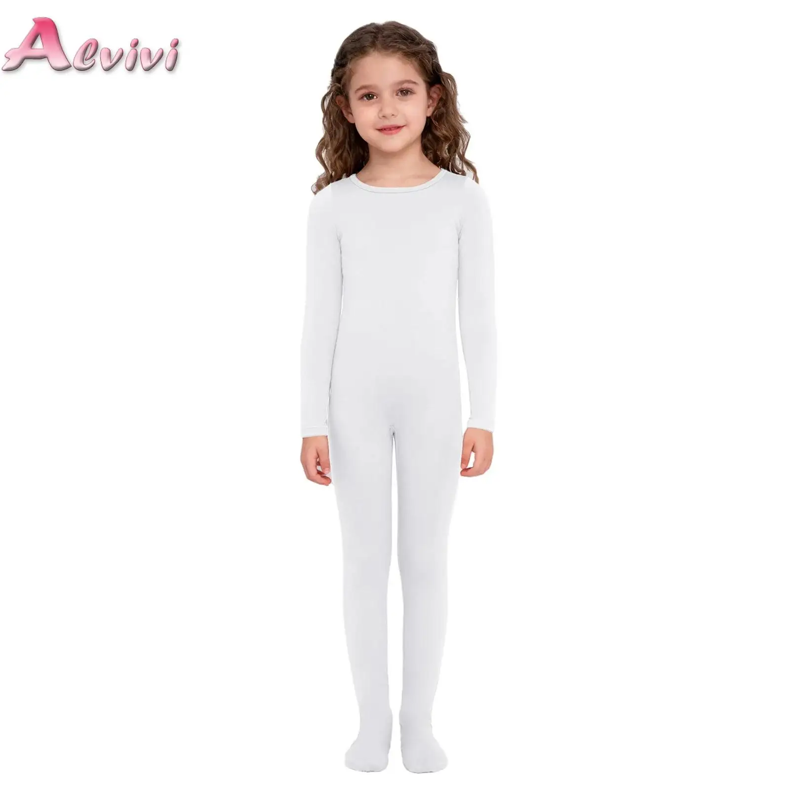 

Kids Girls Ballet Dance Gymnastics Figure Skating Footed Jumpsuit Long Sleeve Back Zipper Bodysuit for Practice Warm-Up Training