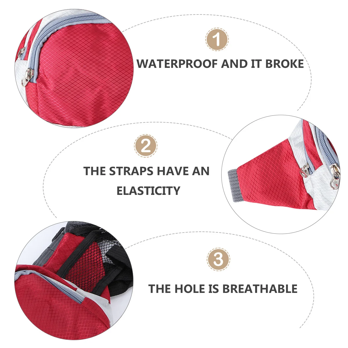 

Sports Waist Bag Red Oxford Cloth Waterproof Adjustable Fanny Pack For Outdoor Running Hiking Travel Beach Belt Bag