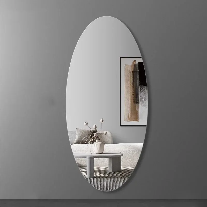 

Bedroom Girls Men Mirror Full Body Espelhos Home Decorations Oval Wall Mirror Living Room Modern Funky Luxury Long Bathroom