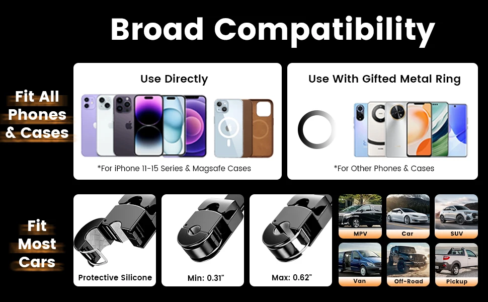 xuenair car phone holder for backseat is broad compatibility for phones, cases, car headrest roads