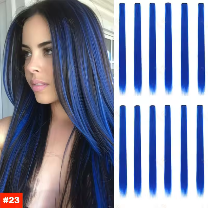22Inch Synthetic Long Straight Clip In Hair Extensions High Temperature Hairpieces Rainbow Colors Hair Accessories for Women - Image 20