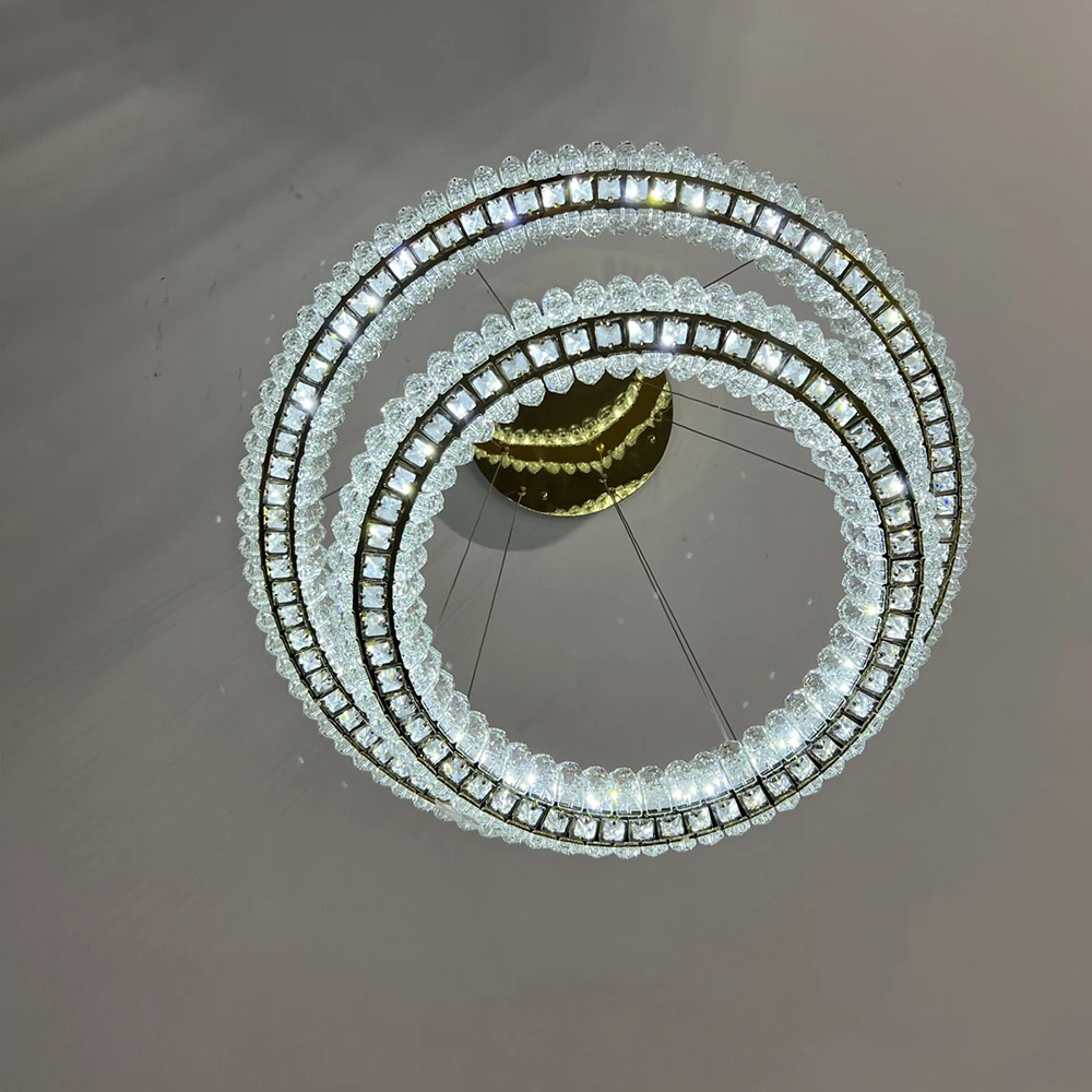 LED Chandelier Light Living Room Circle Ring Dining Room Kitchen Hanging Lamp Home Decor Bedroom Crystal Modern Lighting Fixture
