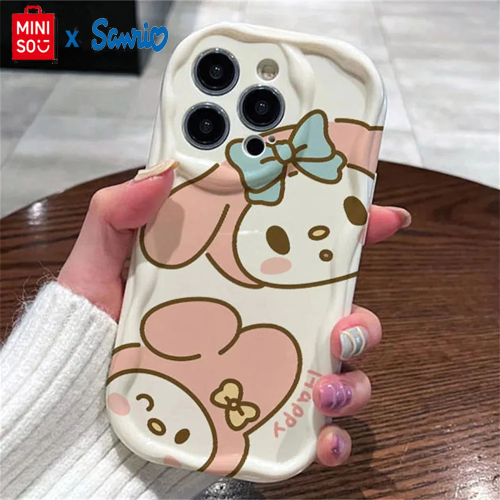 Miniso X Sanrio Hello Kitty My Melody Phone Case For iPhone 11 16 15  14 13 12  Pro Max Mini Plus Promax Soft Cases Cover