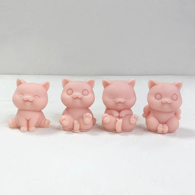 Kitten silicone mold 3D cat aromatherapy candle plaster silicone mold animal kitten ornaments diffuser stone mold